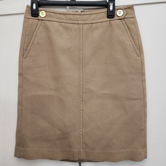 Talbots Dresses & Skirts - Talbots Tan Beige Cotton Straight Pencil Lined Skirt Size 6